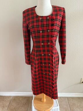 Vintage Dress Zero II Three Double Breasted Scottish Plaid SZ 4 USA  Fabulous!